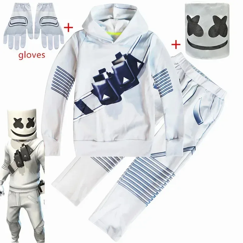 

Kids Cosplay Costume Boys DJ Mask Interesting Costumes Mask Hoodies Suit Music Halloween Party Costume for Kids Boys