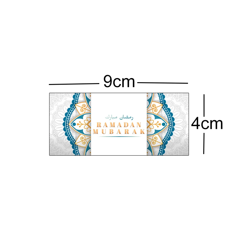 24pcs 4*9cm Eid Mubarak /Ramadan Kareem Sealing Labels Decor Ramadan Mubarak Packaging Stickers Muslim Islamic Festival Decor