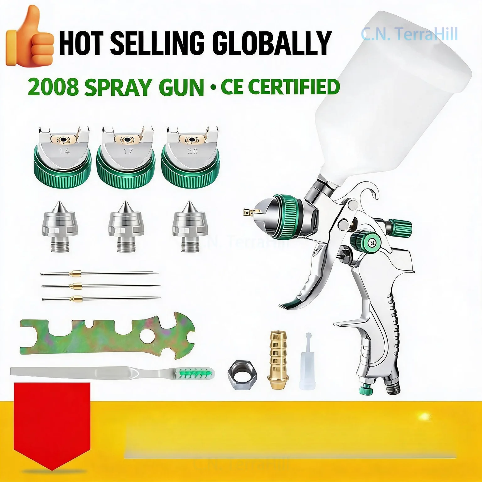 HVLP Pneumatic Paint Spray Gun Tool 2008 High Atomization Auto Body Paint Sprayer for Car Painting Refinishing