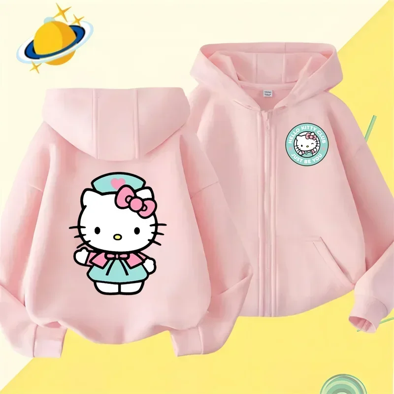 

haloktiiy Cat New Pin Zipper Hoodie Girls Sweatshirt Autumn/Winter Long sleeve Harajuku Jumper Disney Pin Casual hoodie top