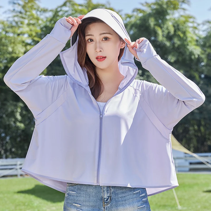 Vinyl Hat Brim Cloak Clothing Summer Women Sunscreen Short Coat All-Match Solid Color Lady Sun-Protection Clothing