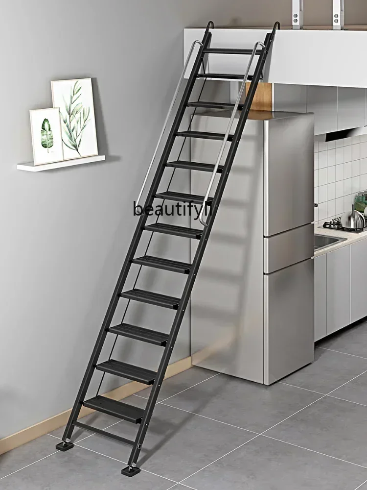 Ladder Household Aluminum Alloy Folding Stairs of Attic Indoor Escalator Thickened Engineering Ladder Mobile PortableHY