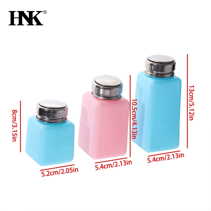 100/200ML Empty Nail Polish Remover Bottle Liquid Alcohol Portable Dispenser Containers Press Pump Refillable Sample Bottles