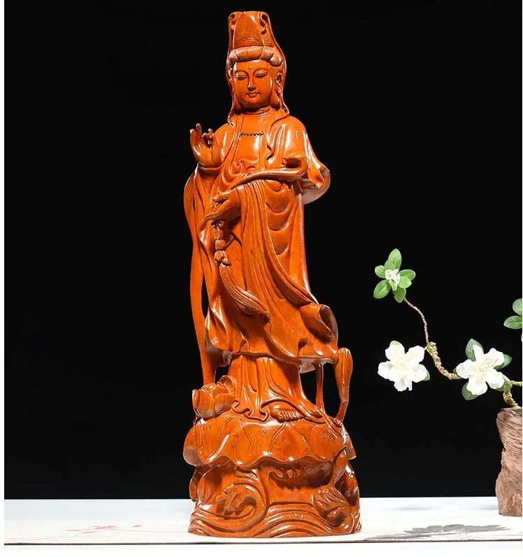 

30CM Large Blessing family safe Home office efficacious Talisman Guanyin Buddha Avalokitesvara Rosewood carving Sculpture statue
