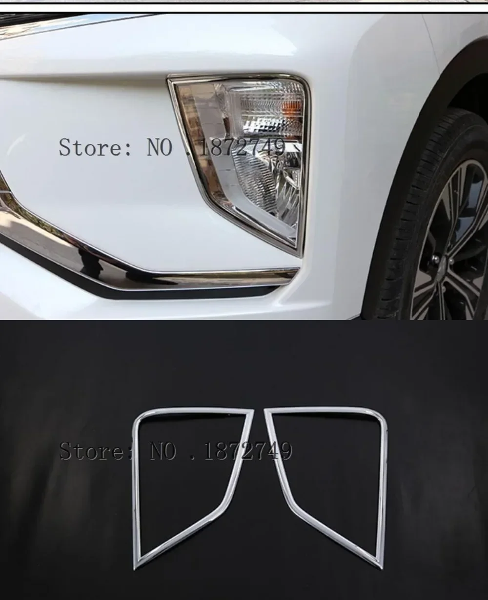 For Mitsubishi Eclipse Cross 2018 ABS Chrome Front Fog Light Lamp Cover Trim Bezel Garnish Molding Trim 2pcs Auto Accessories