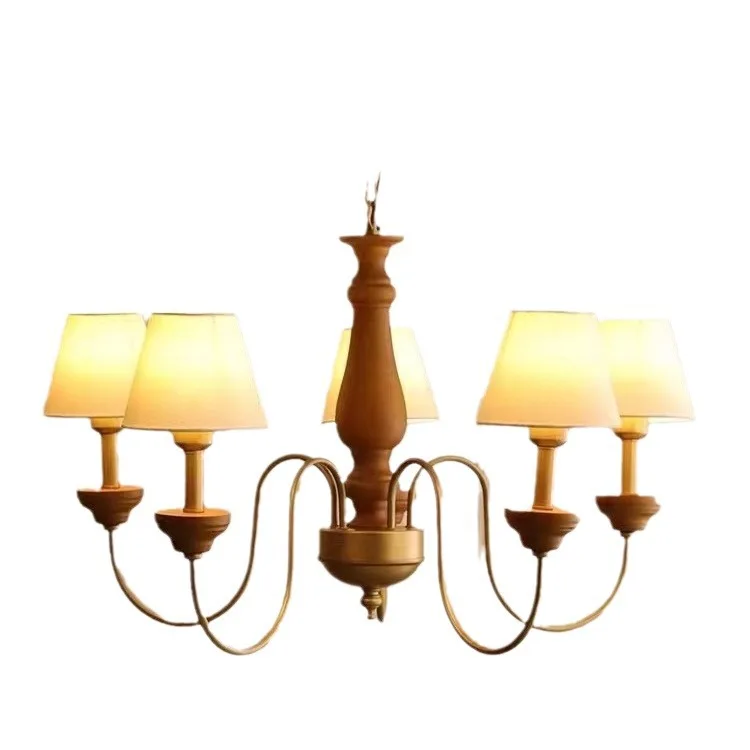 

Medieval restaurant lamp, retro solid wood bed and breakfast bedroom Mori chandelier