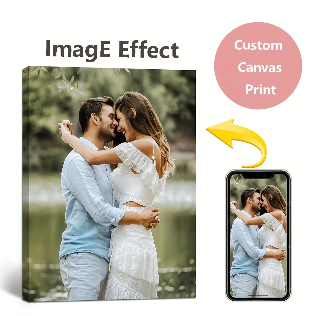 Custom Couple Photo Canvas Painting,Personalized Wedding Memory Wall Art,Romantic Lover Picture Poster,Unframed Anniversary Gift