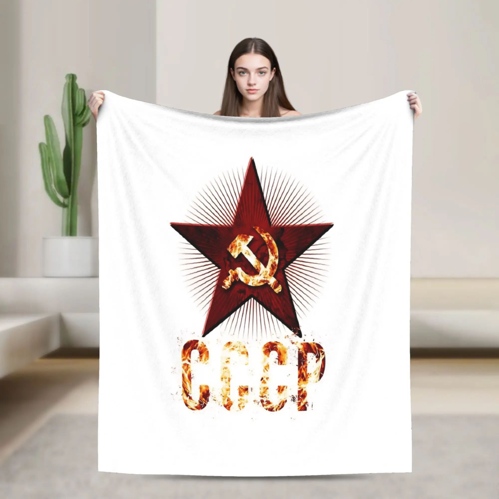 CCCP Soviet Hammer And Sickle Star Blanket Quality Warm Soft  Bedding Throws Winter Child Couch Chair Print Bedspread