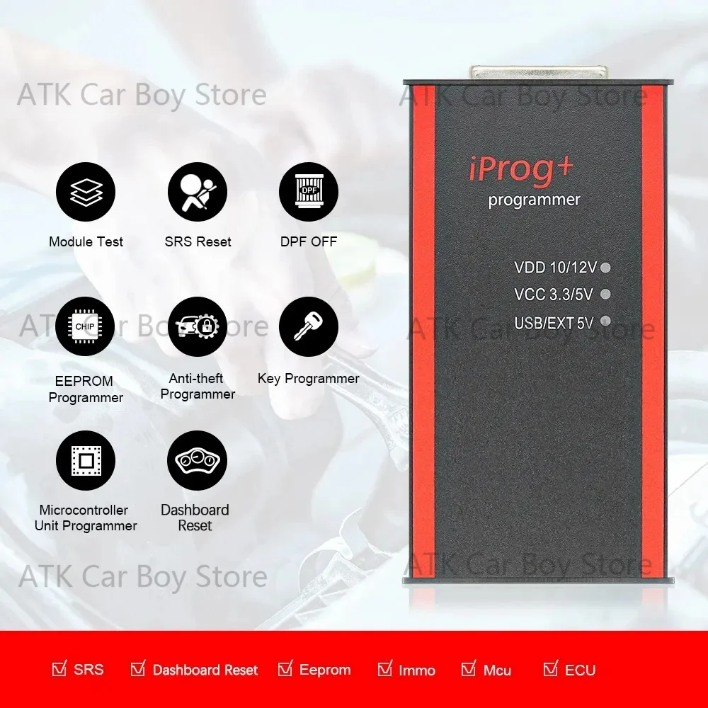 ECU programmer iprog pro v87 complete iprog+eeprom a-irbag immo car radio Prada card kilometer automatic ECU key programming