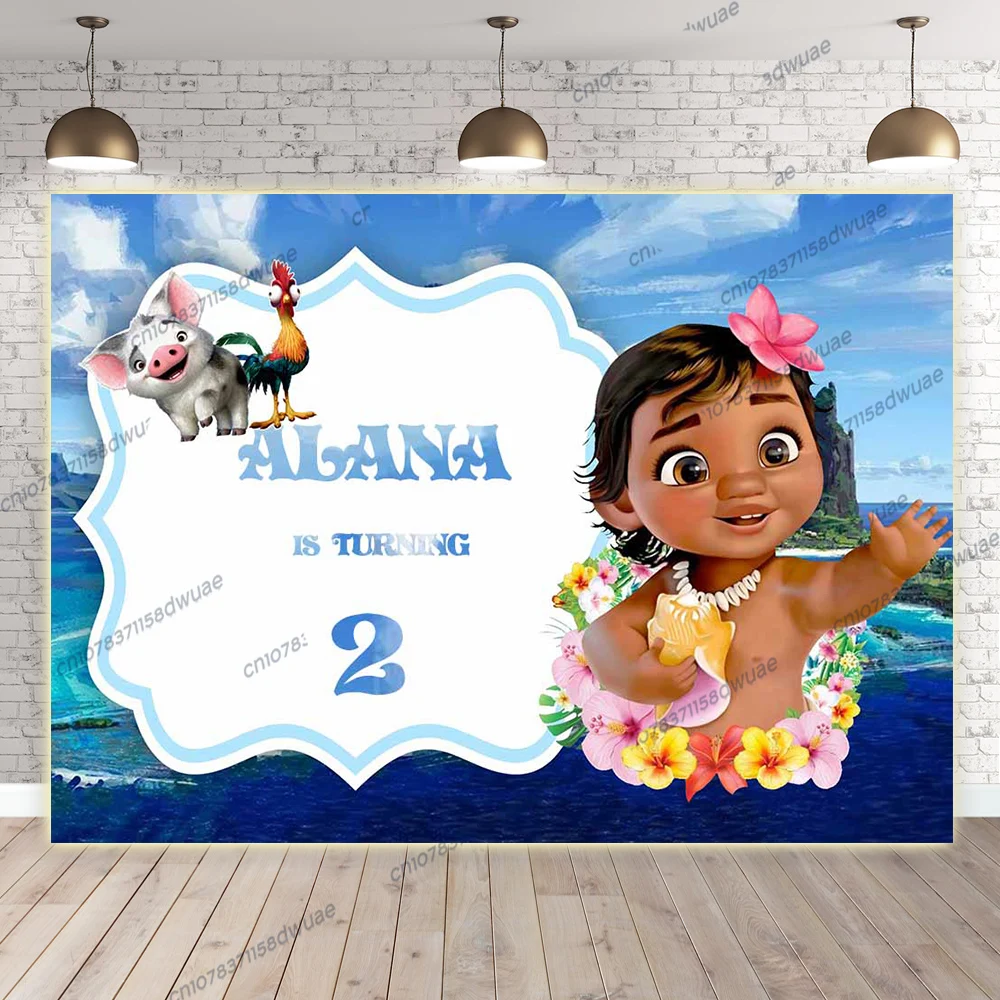 Moana Baby Shower Tło fotograficzne Przyjęcie urodzinowe Tło fotograficzne Tło fotograficzne z kreskówek