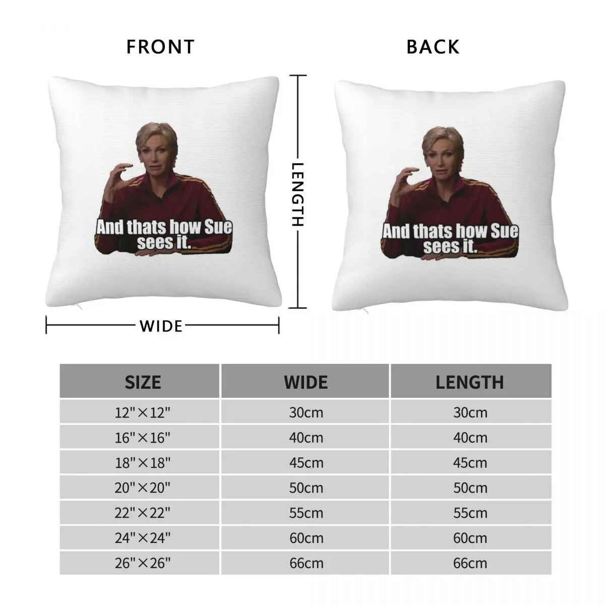 Sue Sylvester Jane Lynch Pillowcase Polyester Linen Velvet Creative Zip Decor Throw Pillow Case Sofa Cushion Cover