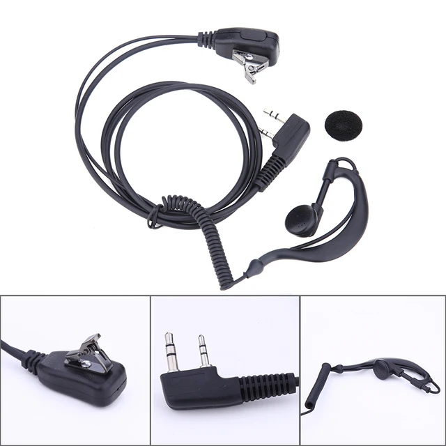 5-1PCS 2 PIN słuchawka douszna PTT MIC 1m zaczep na ucho Walkie Talkie słuchawka douszna słuchawka douszna do BAOFENG UV5R/KENWOOD/HYT