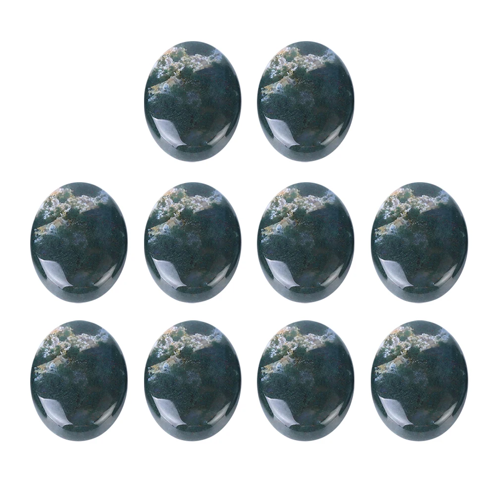 

10 Pcs Agate Gemstone Patch Oval Shape Green Color Stone Cabochons Flat Base Jewelry Making DIY Crafts Decorations