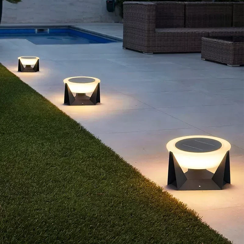 LED Solar Light Outdoor Garden Column Lamps Post Lights Waterproof Fence Gate Cap Lighting Lantern Head Fixture Patio Decoration