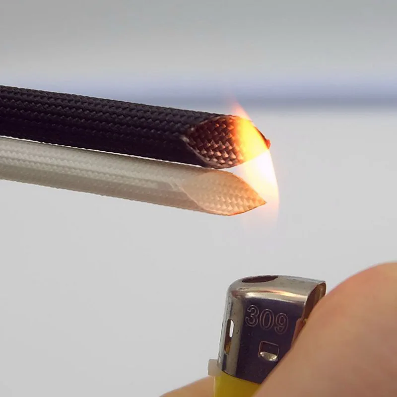 Manchon en fibre de verre tressée blanche, tube en fibre de verre chimique, haute température, 600 degrés C, 1mm-50mm, 1m, 5m