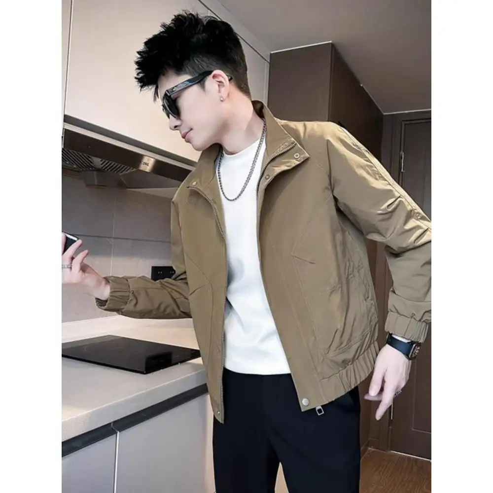 

Spring Autumn Baseball Collar Jaet Men's Faion Workwear Top 2025 New High-End Cool Haome Sle Trendy Outerwear