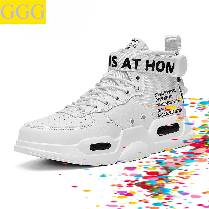 

Мужские высокие модные кожаные кроссовки, трендовая распродажа, удобная мужская повседневная обувь, уличная нескользящая дышащая мужская обувь 39-48