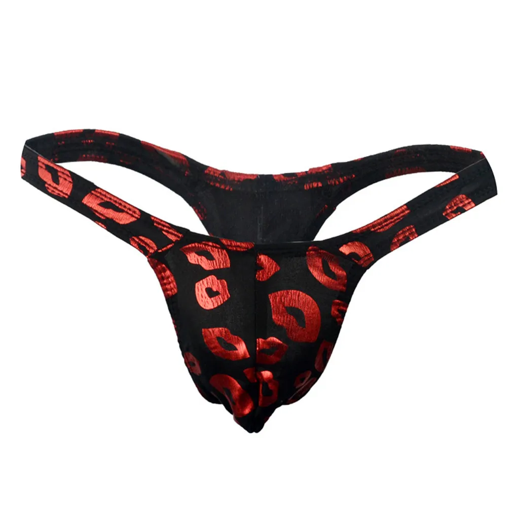 Mens Sexy Lingerie T-Back Thongs G-Strings Print Hombre Bulge Pouch Underwear Ropa Interior Sexi Para Hombre