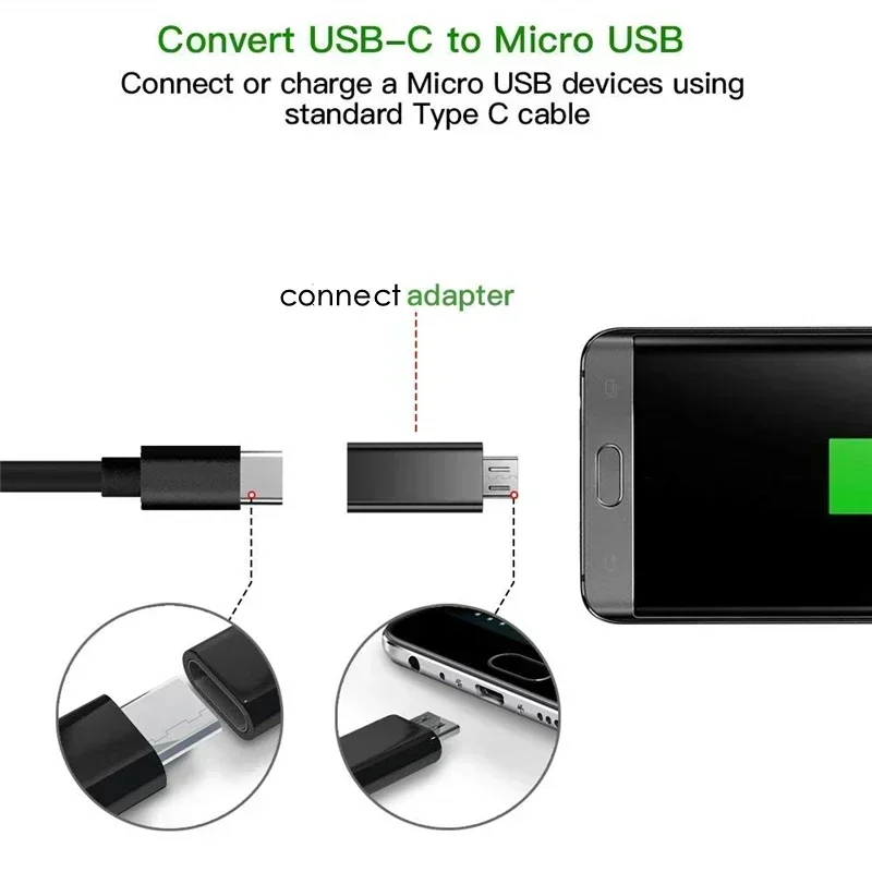 1/5 buah konektor adaptor USB Tipe C pria, konverter adaptor pengisi daya USB Tipe C wanita Ke mikro USB pria untuk Samsung Xiaomi Redmi Huawei