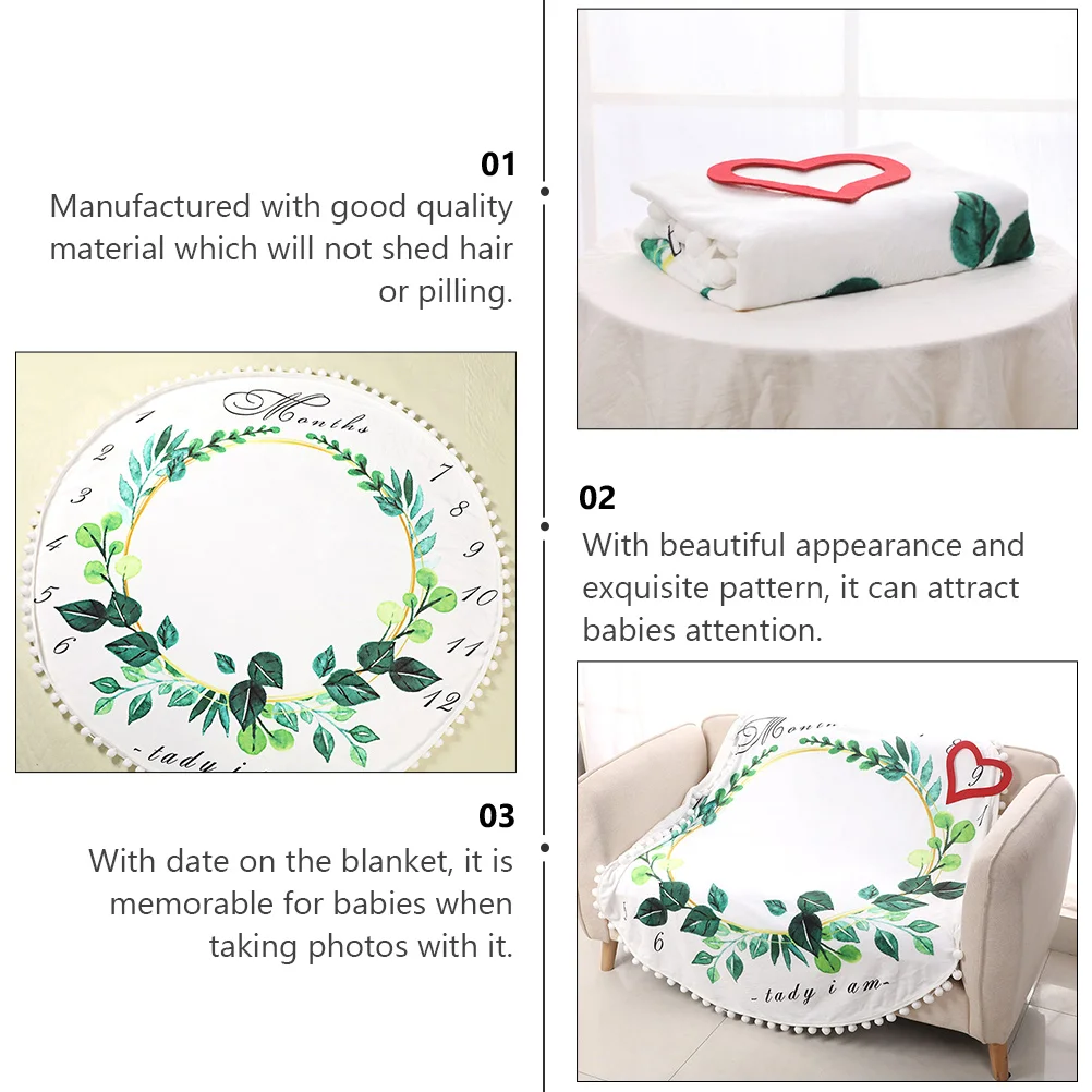 

1Pcs Flannel Baby Blanket Soft Non-Pilling Date Marked Photo Prop Background Cloth Baby Shower Gift Washable Reusable Swaddle