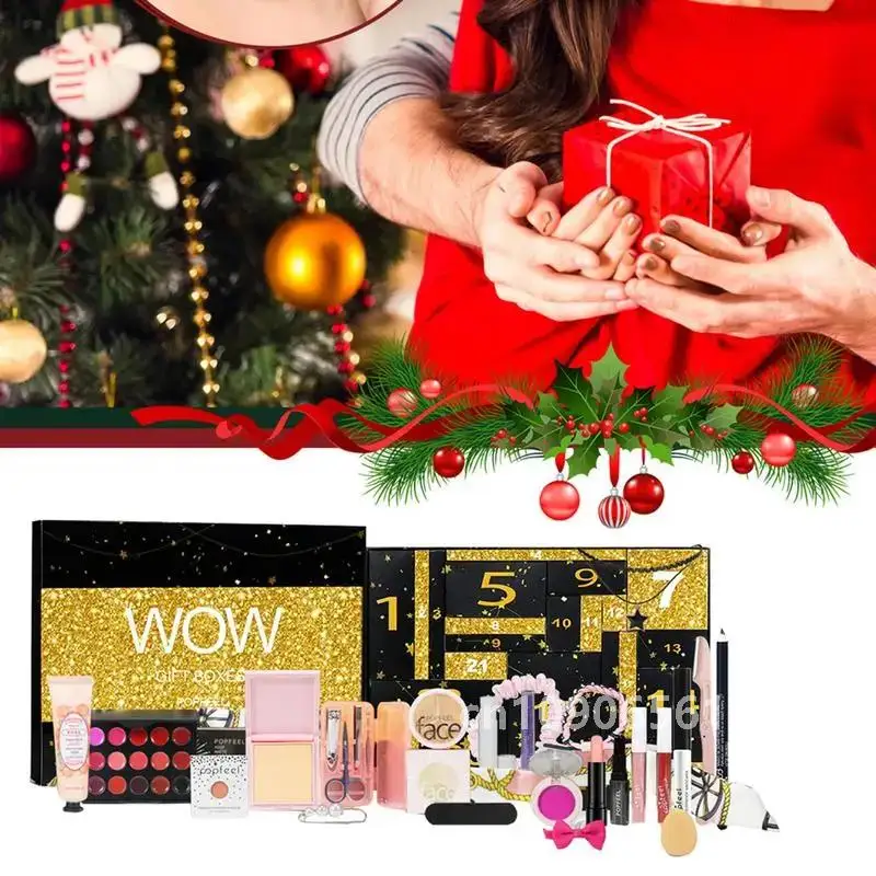 24 Days Beauty Advent Calendar Makeup Set 24pcs Christmas Countdown Calendar Make up Calendar Lipstick Eye Shadow Cosmetic