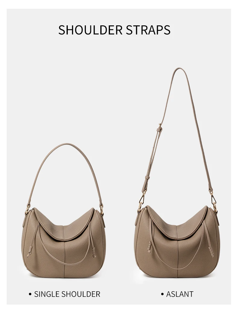 Damen-Umhängetasche aus echtem Leder, vielseitiges Design, hochwertiges Gefühl, einzelne Schultertasche, für Pendler, lässig, schlichtes Modell 2026 Tasche – Detail 5