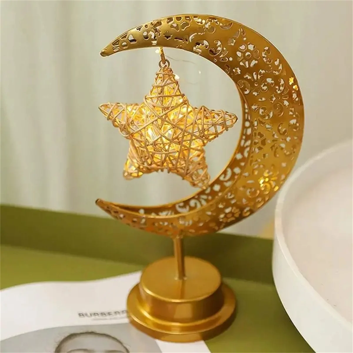 Enchanting Vine Star Moon LED Desk Light Wireless Art Home Decoration Suitable for Living Room Office Halloween Christmas