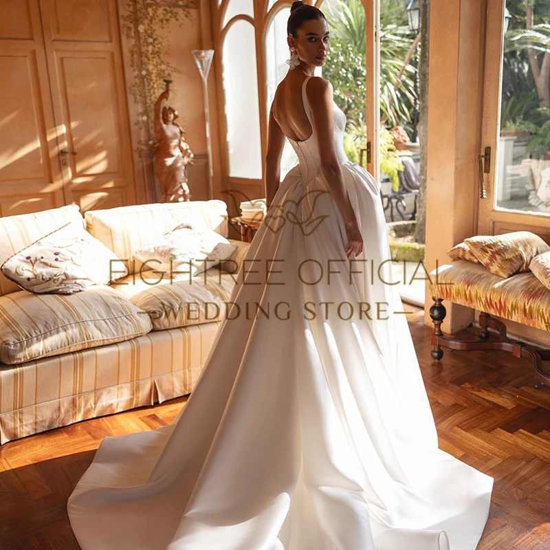 Eightree 2025 Princes Wedding Dresses A-Line Bridal Gowns Square Collar Sleeveless Ball Gowns Robes Vestidos De Novia Customized