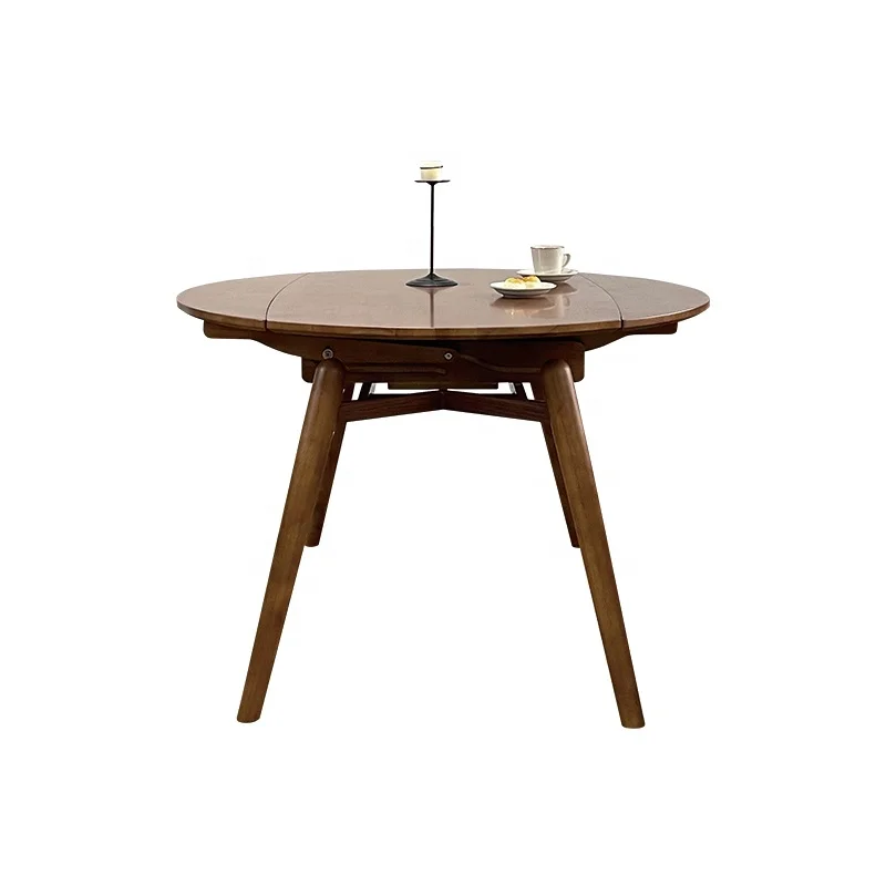 Medieval style home dining room furniture multi-purpose solid wood telescopic round table French folding dining table