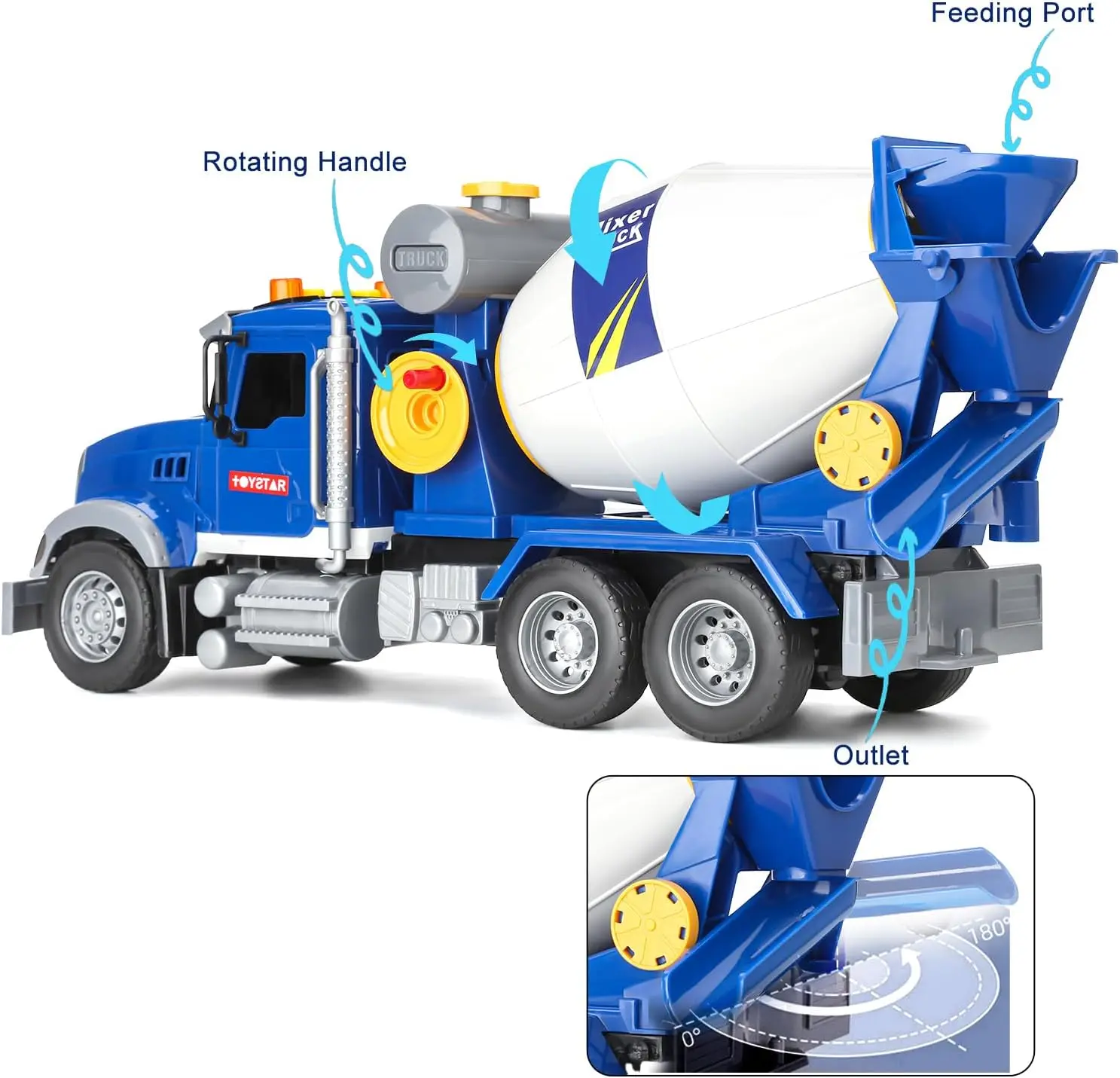 Cement Mixer Truck Toys for Boys,Construction Trucks with Lights and Sounds,Powered Push Car Construction Vehicle Toys Truck