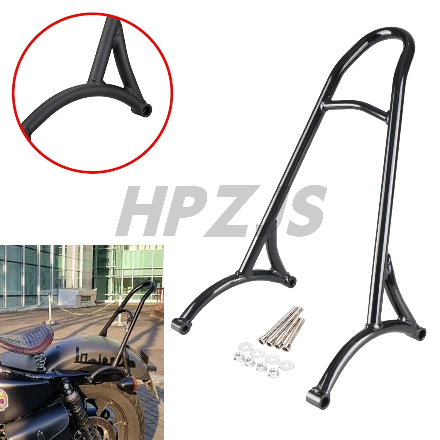 

For Harley Motorcycle Sportster Iron Nightster XL883 1200 2004-2016 Black Detachable Rear Passenger Sissy Bar Backrest