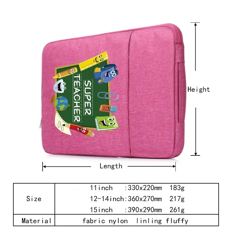 Laptop Sleeve Bag for 11 12 13 14 15 Inch Universal Macbook Air Pro Huawei Dell HP Teacher Pattern Waterproof Notebook Case