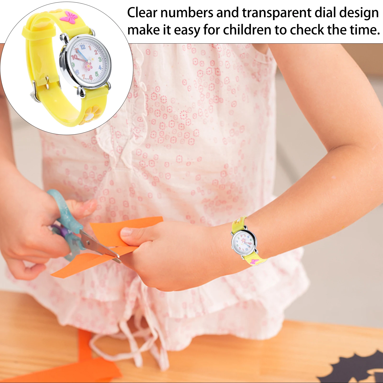 

Lovely Cartoon Yellow Silicone Band Adjustable Clear Dial Christmas Birthday Gift For Children Cartoon Kids Watch Kids Silicone
