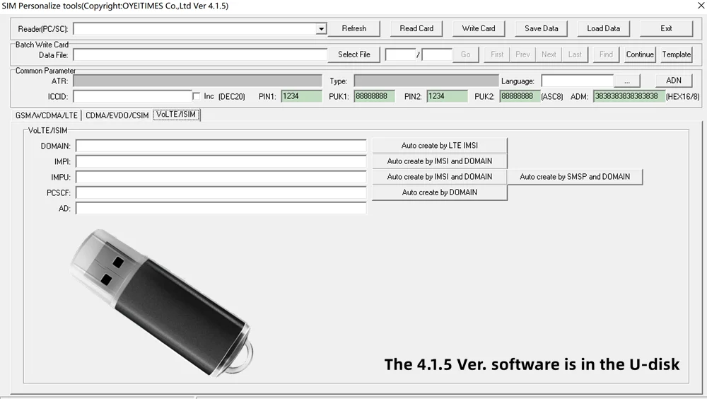 OYEITIMES-lector de tarjetas SIM 4G LTE, programador de escritura, 5 piezas, 128k, 4G VoLTE, tarjetas ISIM en blanco, 1 unidad, Software 2G3G4G5G 4.1.5 Ver tarjeta SIM