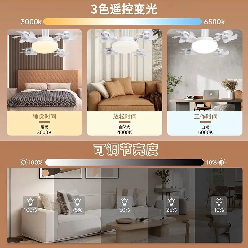 E27 LED 5 Heads Ceiling Fan Light with Remote Control Dimmer Function 80W Ceiling Light Drone Shaped Fan Light for Living Room,