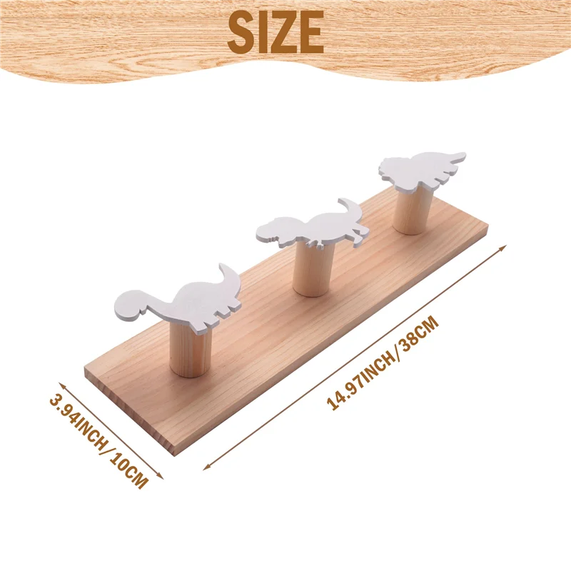 Ganchos de pared de dinosaurio para niños, colgador de puerta de madera para niños, dormitorio, guardería, sala de juegos, decoraciones, blanco