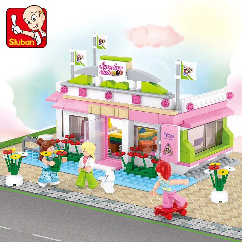 

Sluban Building Block Toys Girls Dream Pink B0527 Snooker Club 289PCS Bricks Compatible With Leading Brands Construction Kits