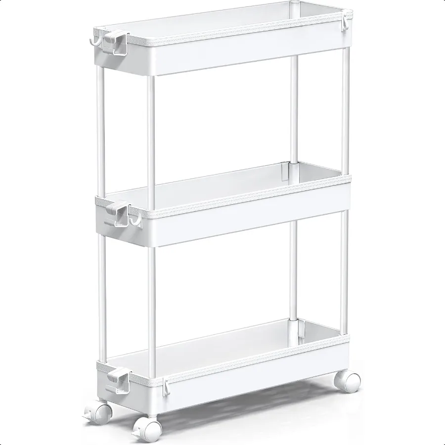 

Slim Rolling Storage Cart 3 Tier Bathroom Storage Organizer Laundry Room Utility Cart Mobile Shelving Unit MultiPurpose for Kit