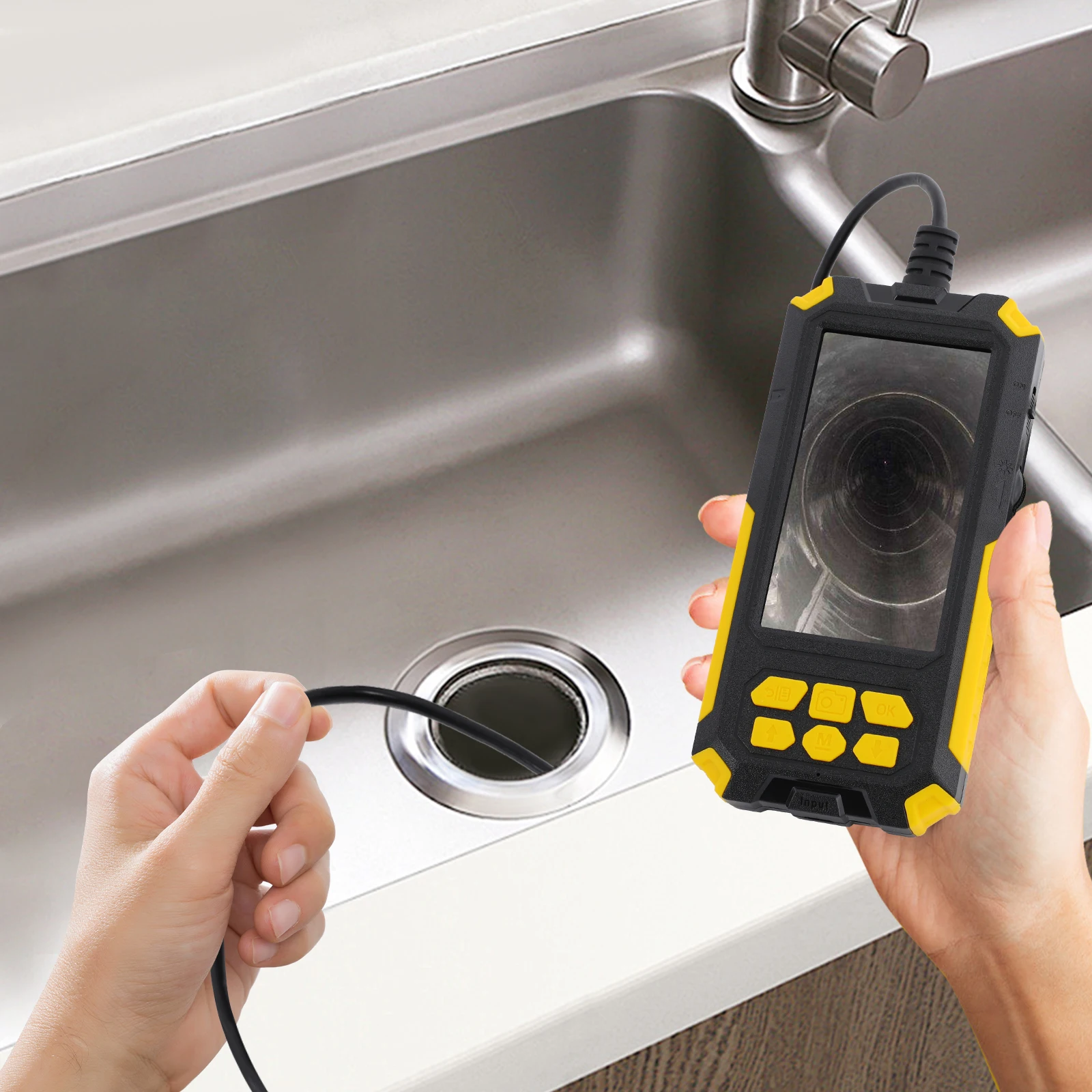 Borescope Endoscope Camera LCD Display Pipeline Endoscope Inspection Camera Used to Inspect Water Supply Pipes/Cable Pipes