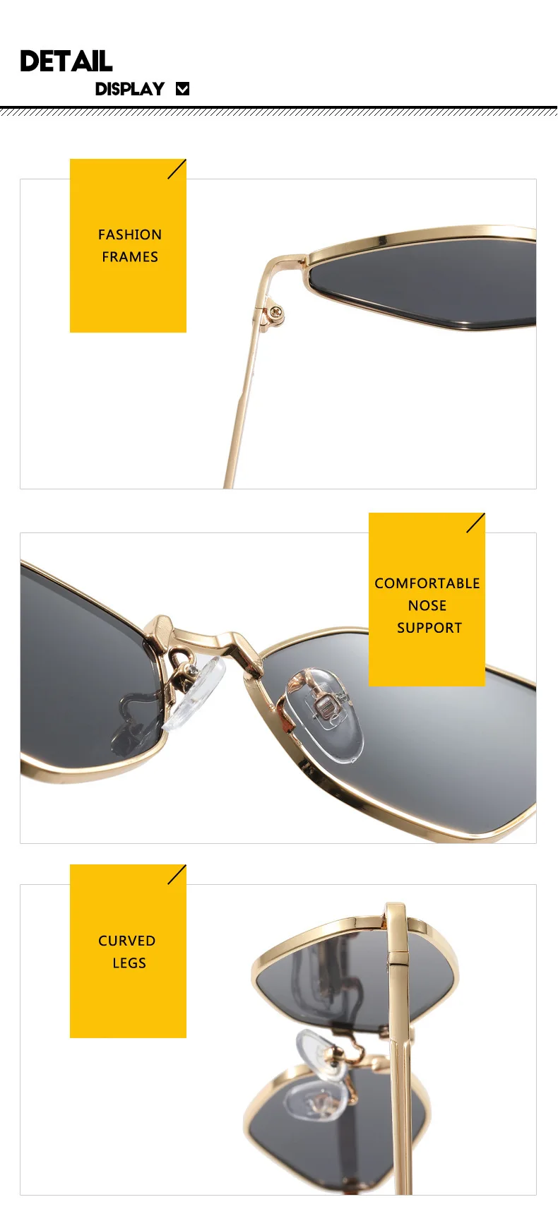 Modische Damen-Sonnenbrille mit Kleinem Polygonrahmen, Markendesigner Metallrahmen-Brille mit UV400-Schutz, Oculos – Detail 15