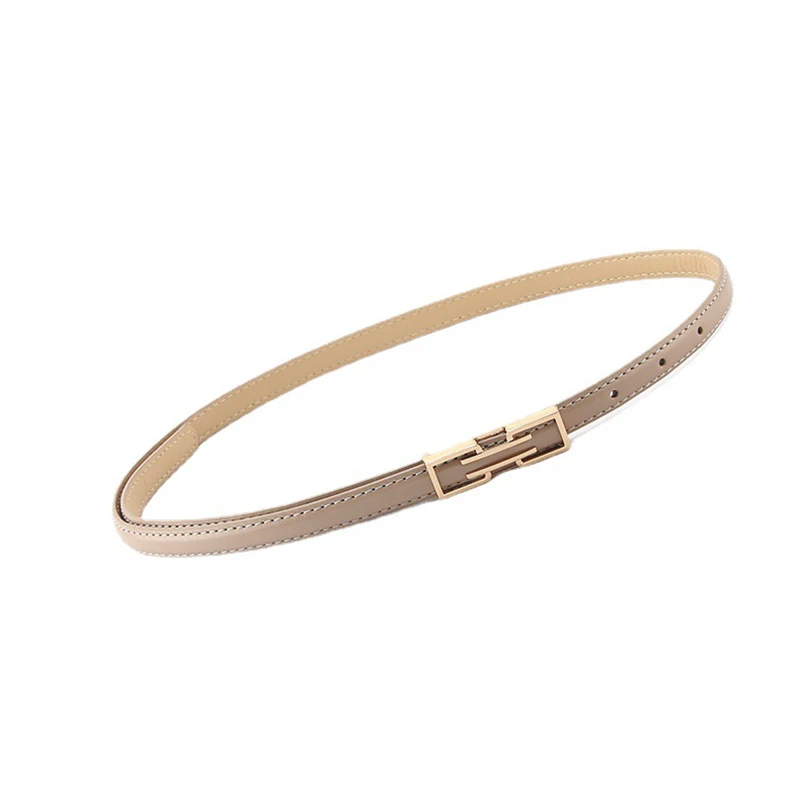 Ladies Trouser Dress Decoration Waistband Fashion Leather Thin Belt Golden Metal Buckle Adjustable Waist Strap All-match 1Pcs