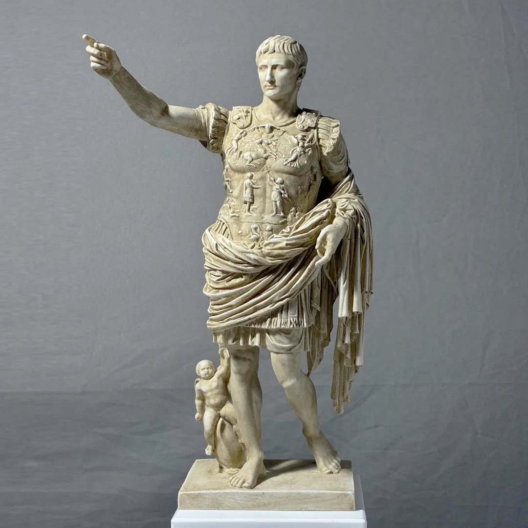 'Roman Emperor Augustus Octavian' Sculpture, 3D Printed Resin Material, Hand-Painted decoration ornaments（Height: 20cm）