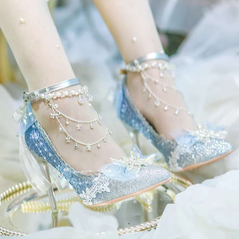 

Туфли Лолиты на высоком каблуке «Один ночь» Туфли «Лолита» 18-летние свадебные туфли для взрослых Свадебные туфли на высоком каблуке с острым носком и цветком