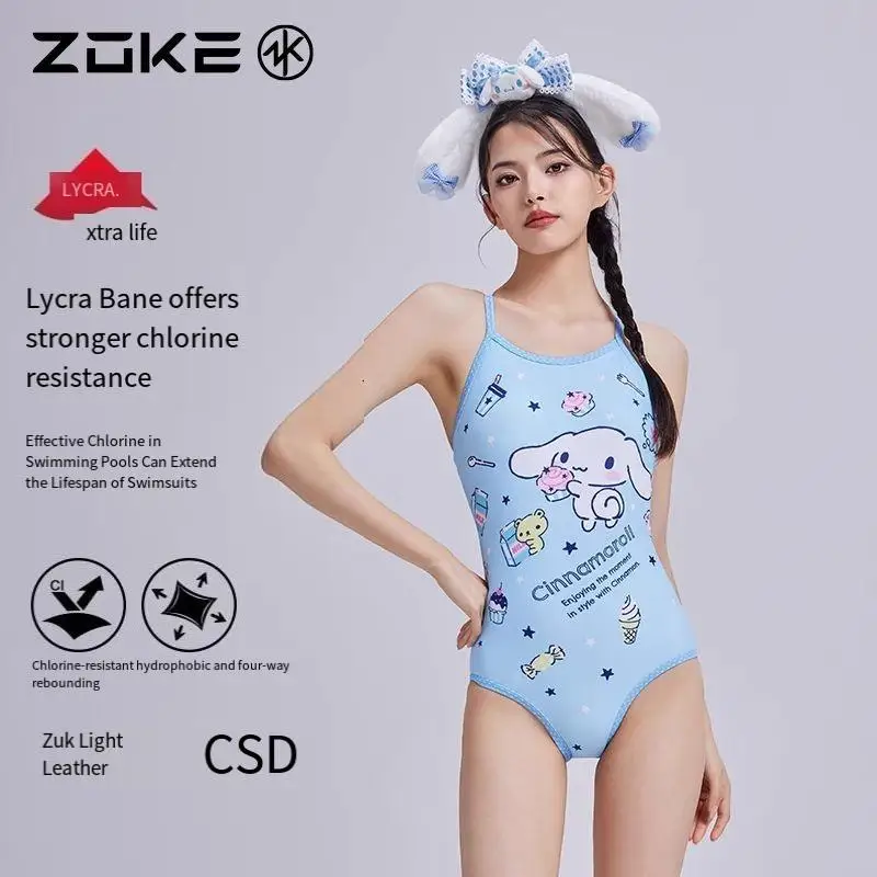 สไตล์ใหม่ Cinnamoroll สาว One Piece ชุดว่ายน้ําบิกินี่สามเหลี่ยมชายหาดการฝึกอบรมกีฬา Blue Sea Salt Kawaii สปาชุดว่ายน้ํา