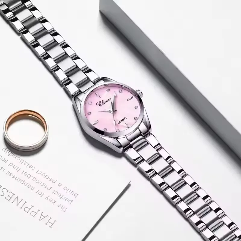 CHENXI 006T Damen-Quarzuhr, elegant, modisch, Kalender, lässig, Edelstahlarmband, Armbanduhr für Damen, Geschenk