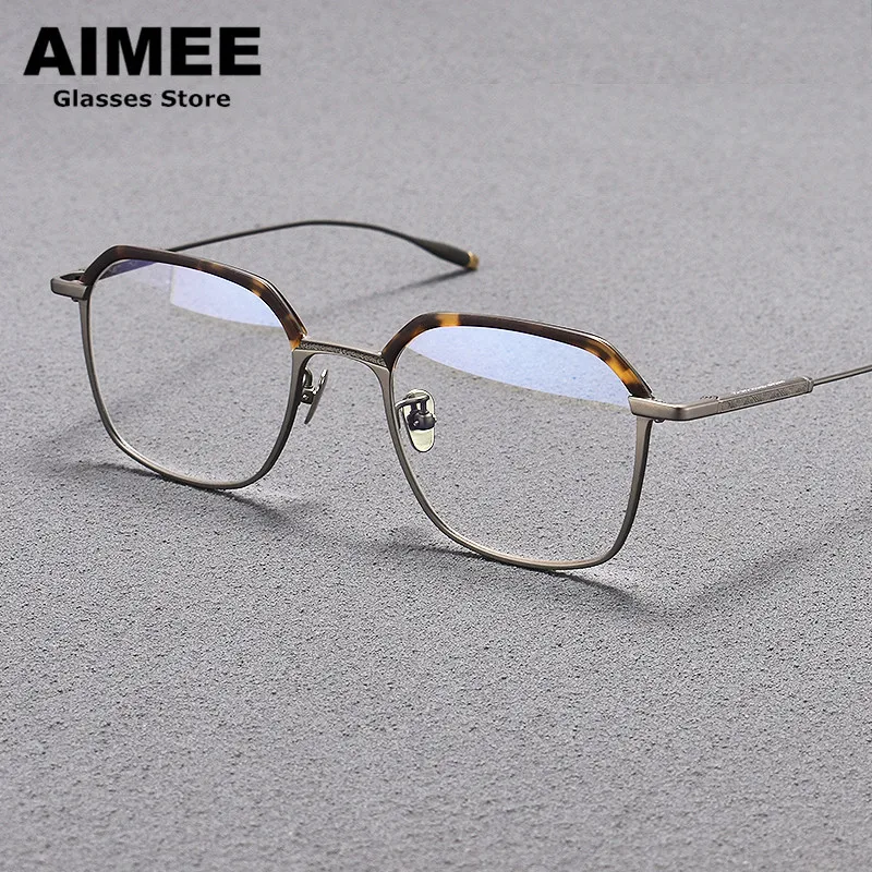 

Japanese Handmade Titanium Ultralight Polygon Square Glasses Frame Men Fashion Design Eyeglasses Women Spectacles Eyewear Gafas