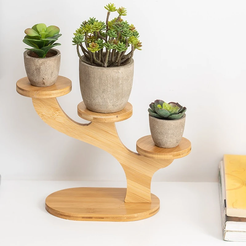 Show Shelf 3-Layer Wooden Plant Display Stand Desktop Display Stand Cupcake Rack Perfume Display Stand-SPMI