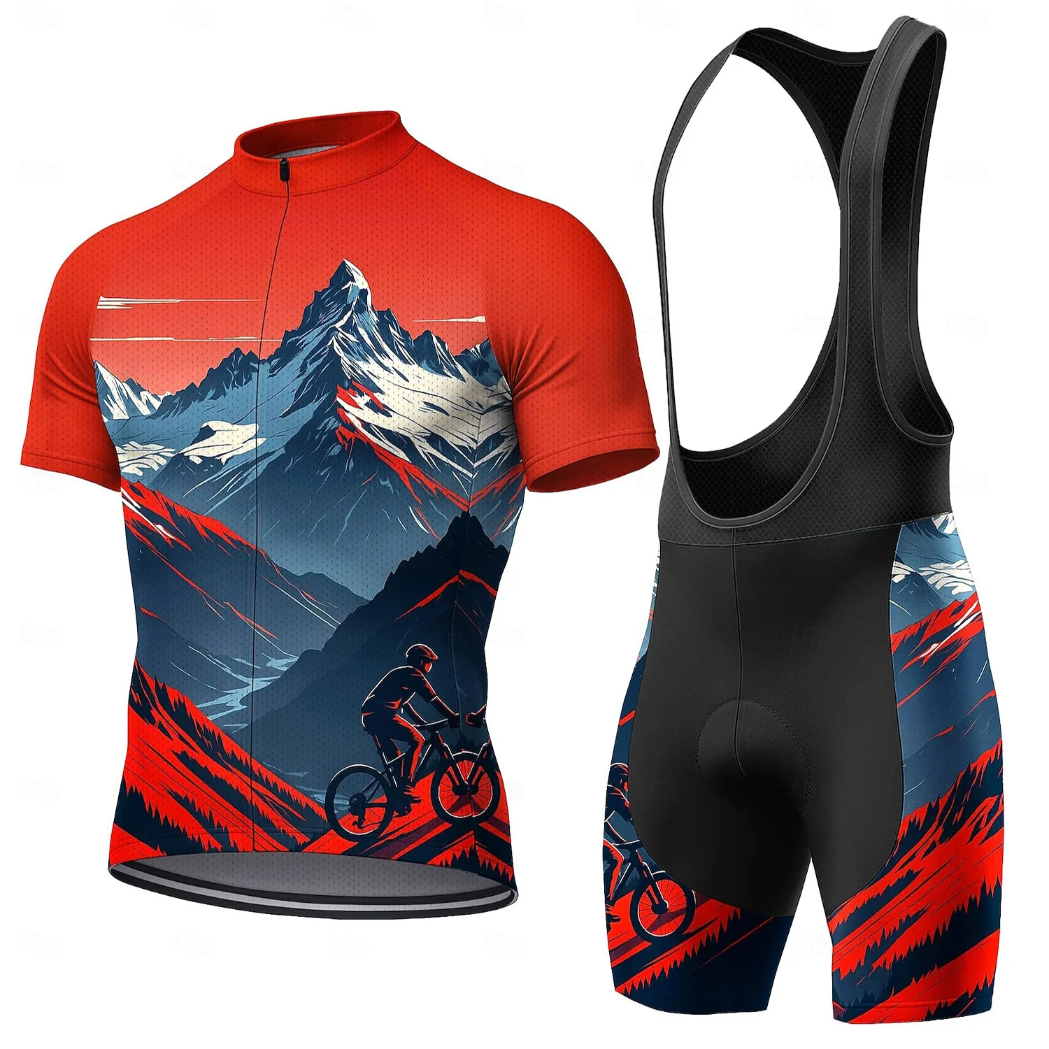 

Men Short Sleeves Cycling Jersey Set Triathlon Cycling Clothing Kit Bib Shorts Gel Breathable Pad Mtb Jersey