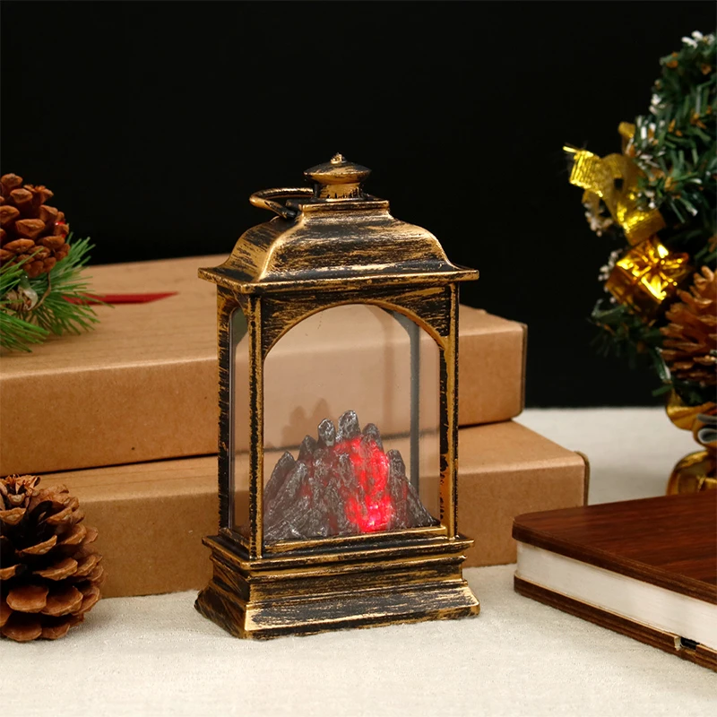 13cm Mini Led Lamp Retro European Light Glowing Night Light Dollhouse Miniature Fireplace Home Model Decor Toy