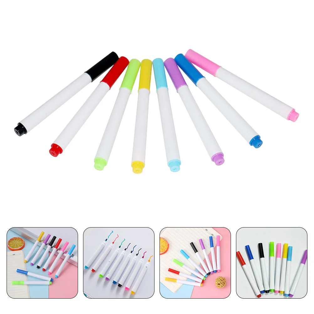 Marqueurs Effaçables pour Tableau Blanc, Essuyage à Sec, Stylo à Base d'Eau, Stylos Effaçables en Plastique, 8 Pièces